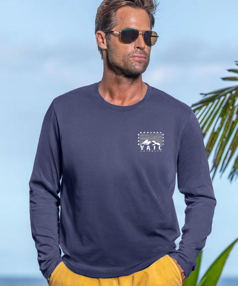 Wood Cut Vail - Smoke Long Sleeve Pima T-Shirt
