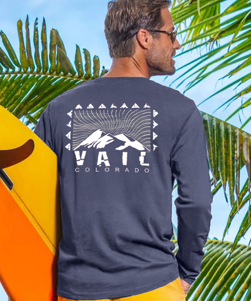 Wood Cut Vail - Smoke Long Sleeve Pima T-Shirt