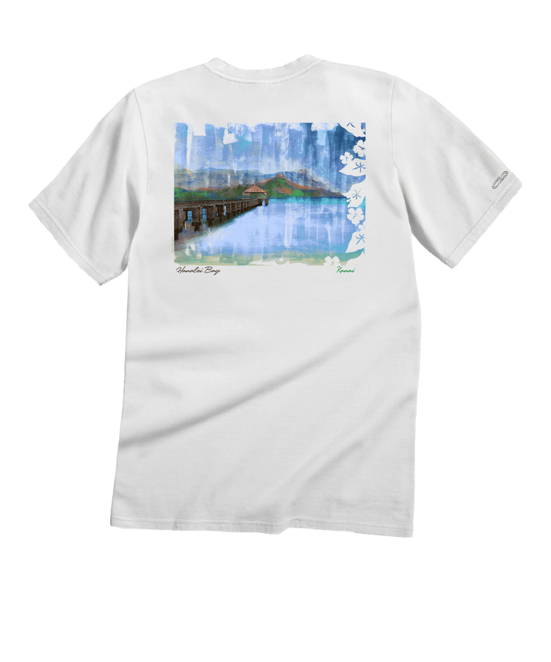 Painted Hanalei - White Short Sleeve Crewneck T-Shirt