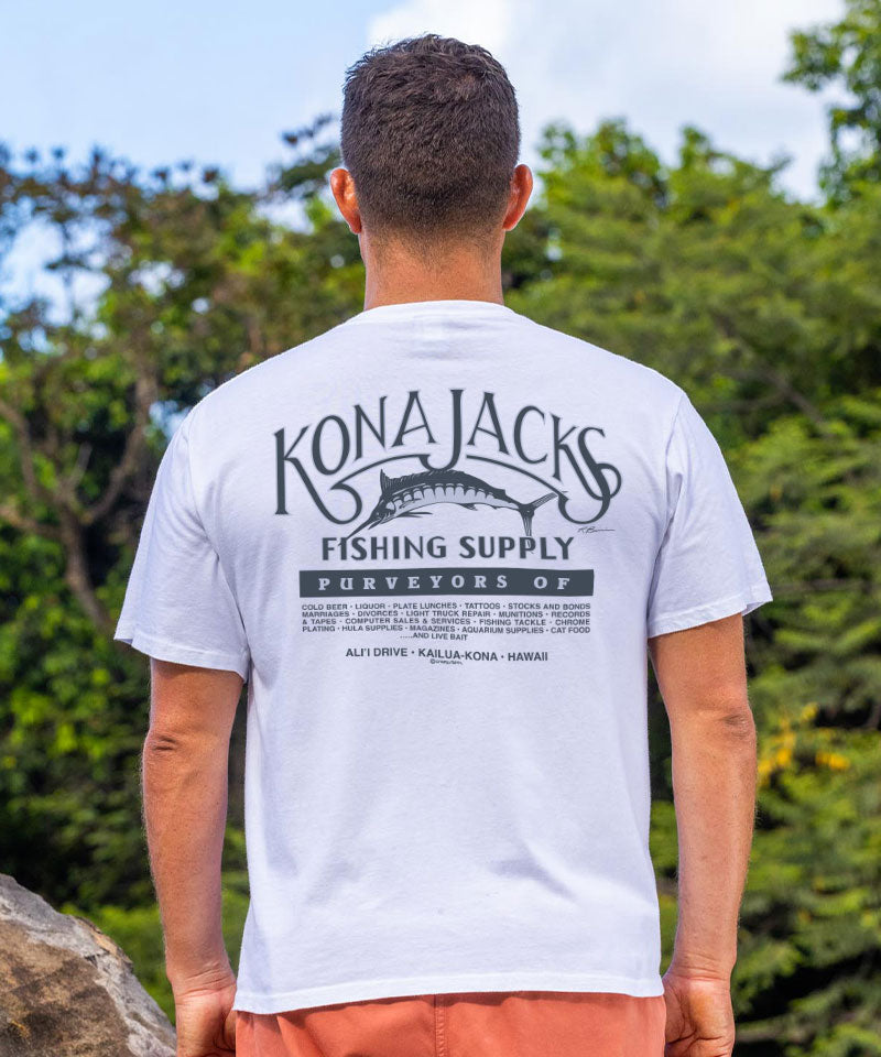 Kona Jacks T-Shirt | Men's White Short-Sleeve Crewneck