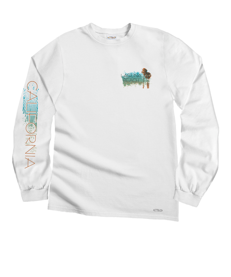 Shine On Laguna - White Long Sleeve Crewneck T-Shirt