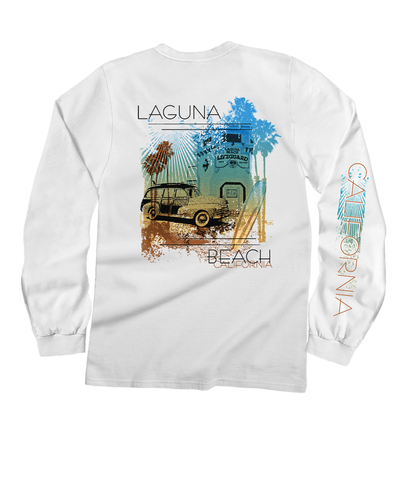 Shine On Laguna - White Long Sleeve Crewneck T-Shirt