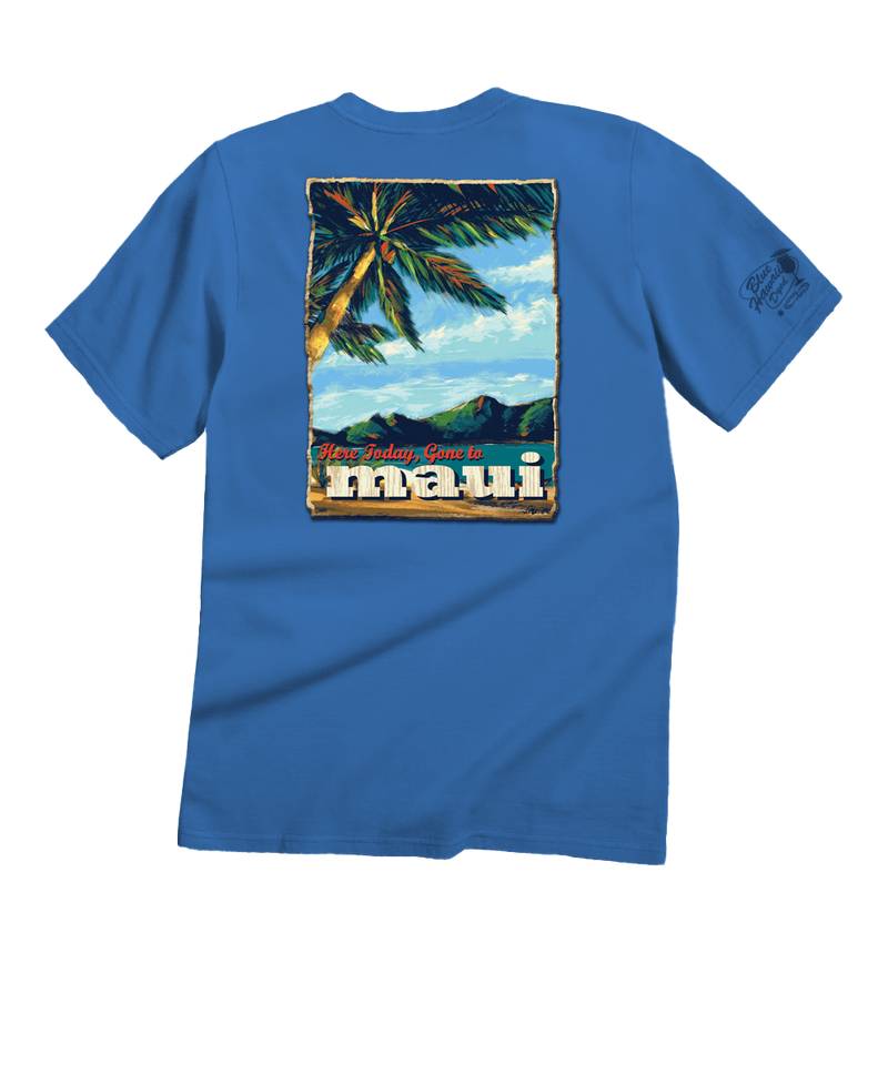 Beach Poster - Blue Hawaii Dyed Short Sleeve Crewneck T-Shirt