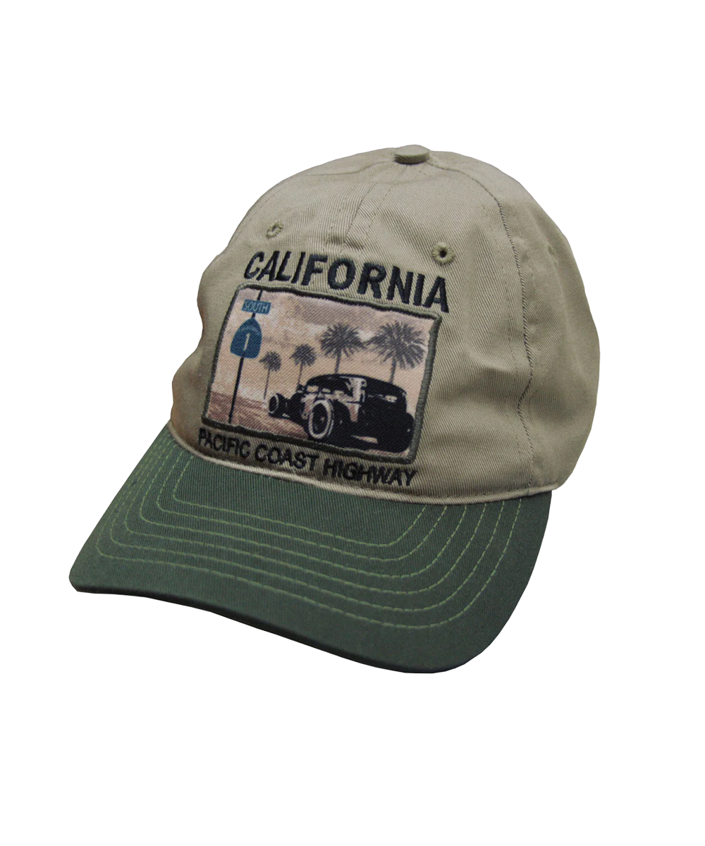 Cap with California Pacific Coast Highway design on a white background View 1