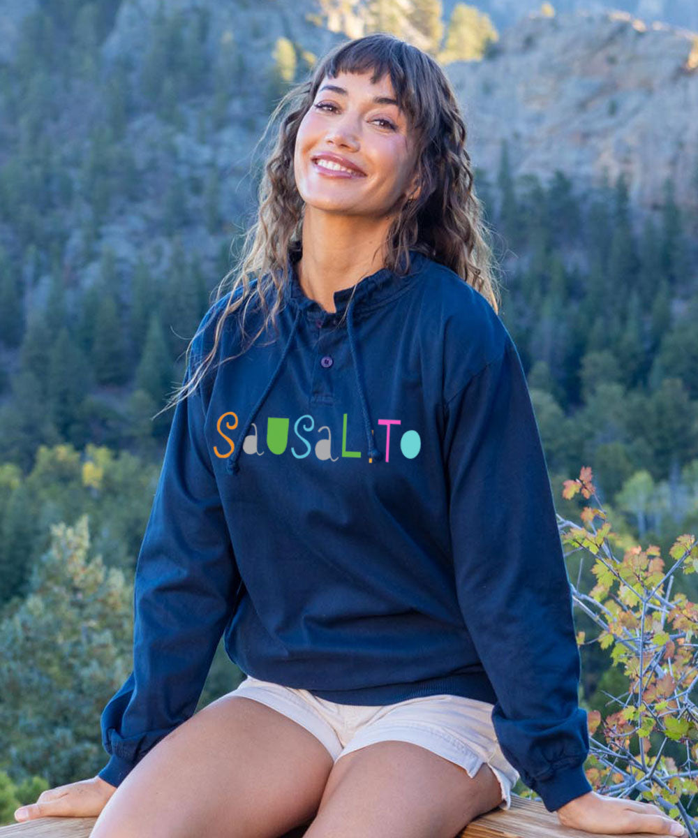 Fun Font - Navy Long Sleeve Lightweight Pullover