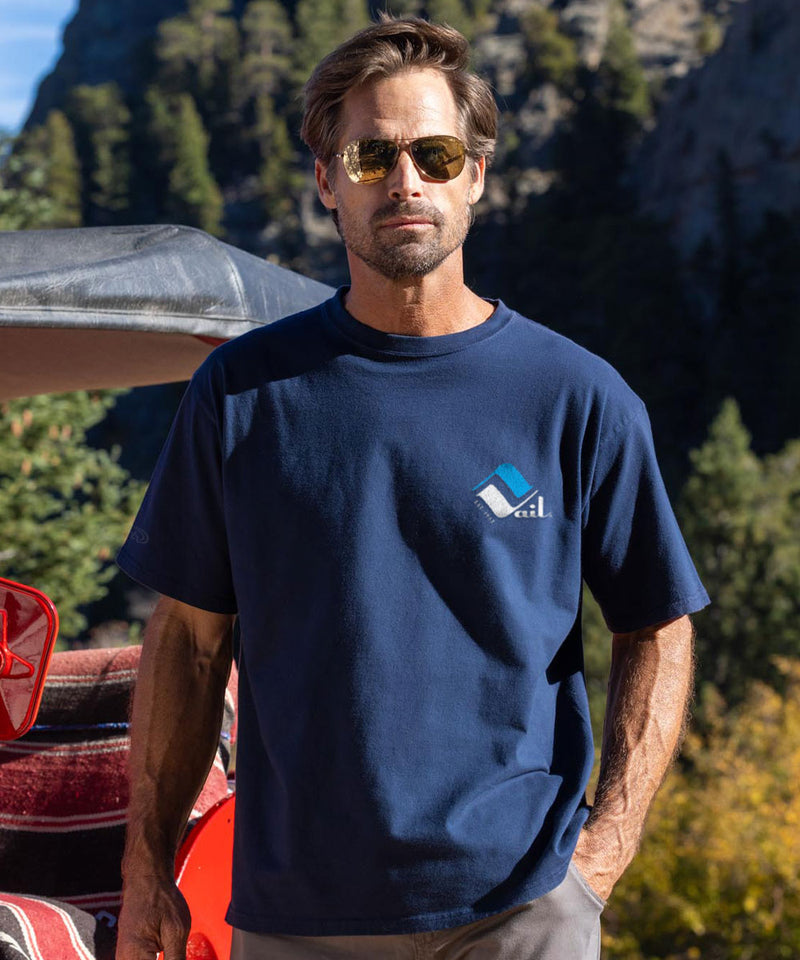 Retro Vail Frost - Navy Short Sleeve Crewneck T-Shirt
