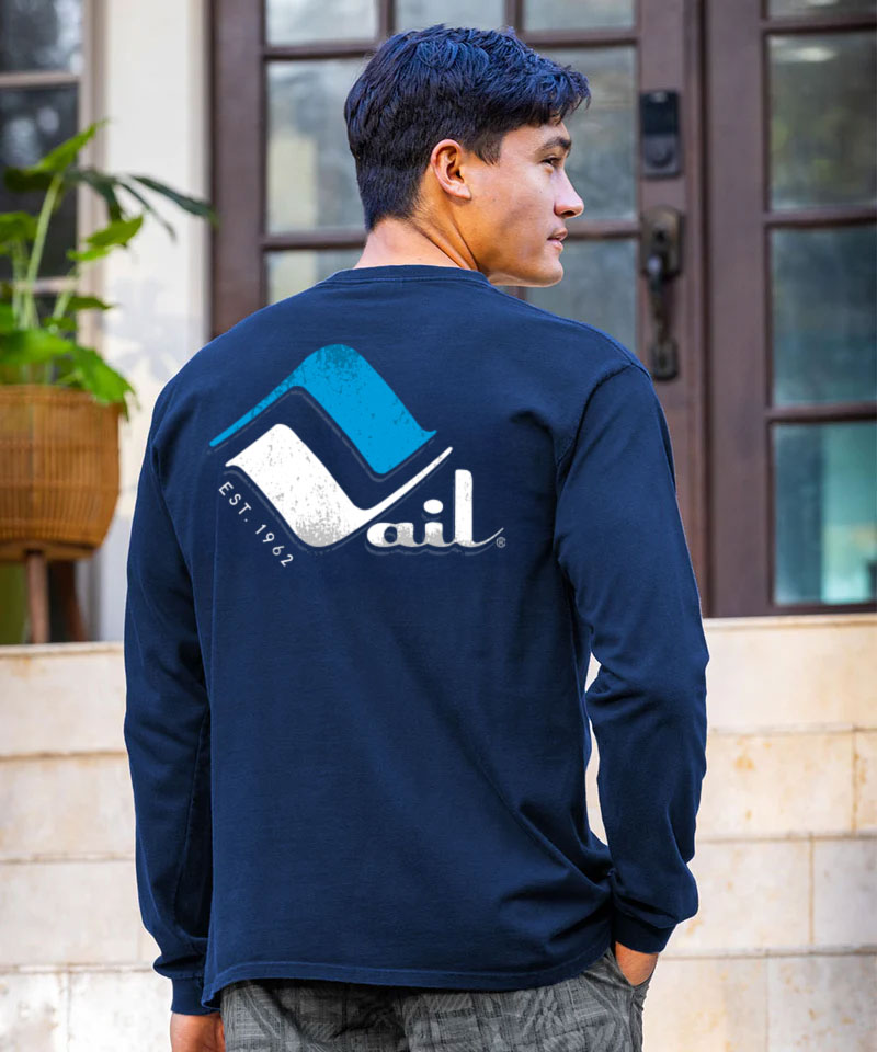 Retro Vail Retro Vail Frost - Navy Long Sleeve Crewneck T-Shirt