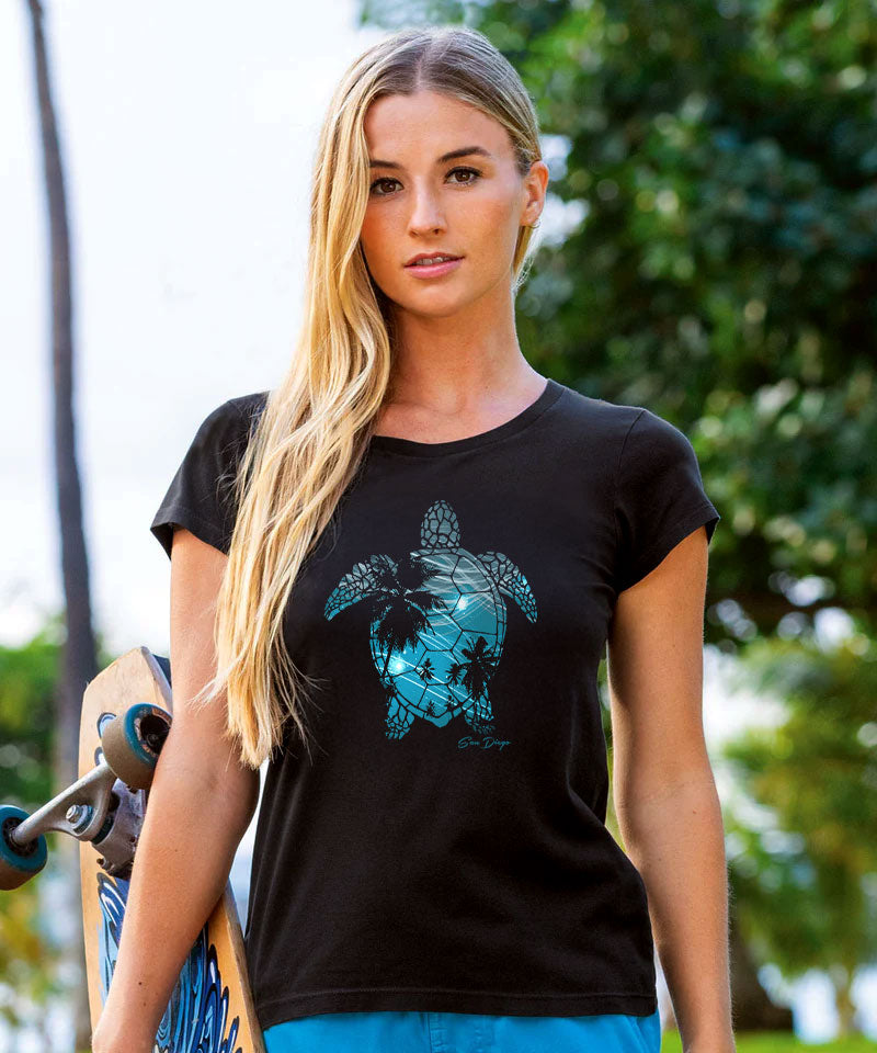 Turtle Lights - Jet Black Short Sleeve Pima T-Shirt - View 2