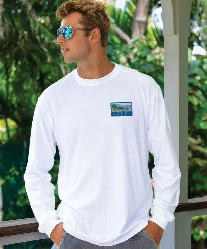 Retro Napali Poster - White Long Sleeve Crewneck T-Shirt