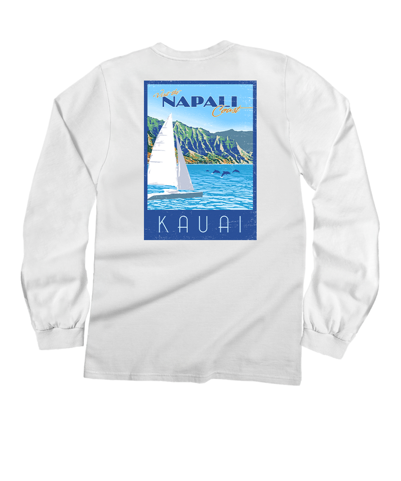 Retro Napali Poster - White Long Sleeve Crewneck T-Shirt