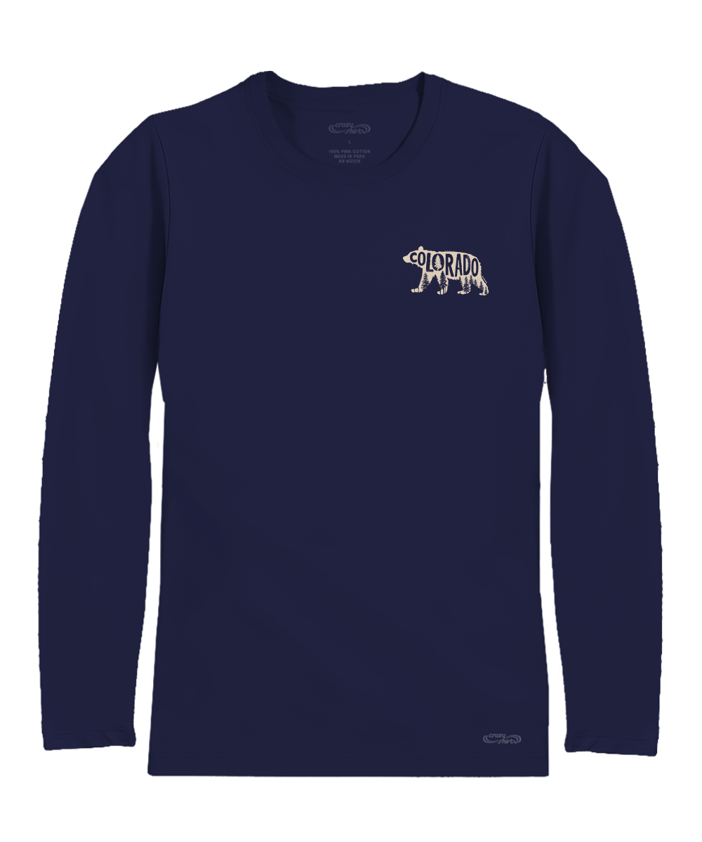 Forest Bear - Indigo Long Sleeve Pima T-Shirt