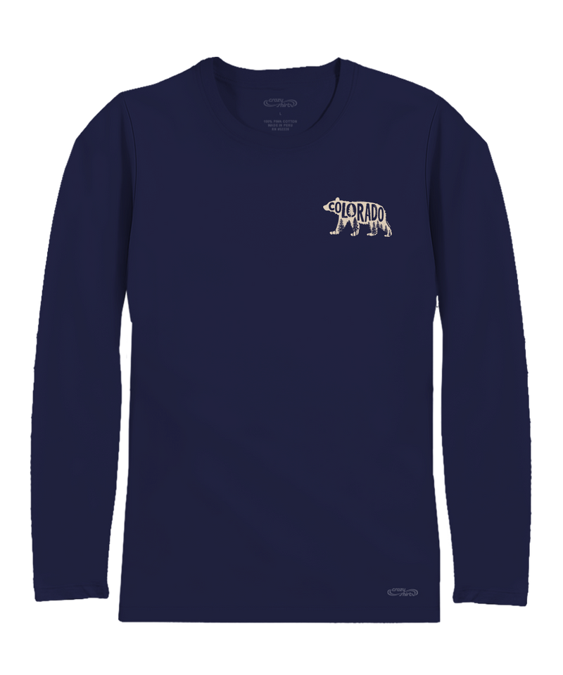 Forest Bear - Indigo Long Sleeve Pima T-Shirt