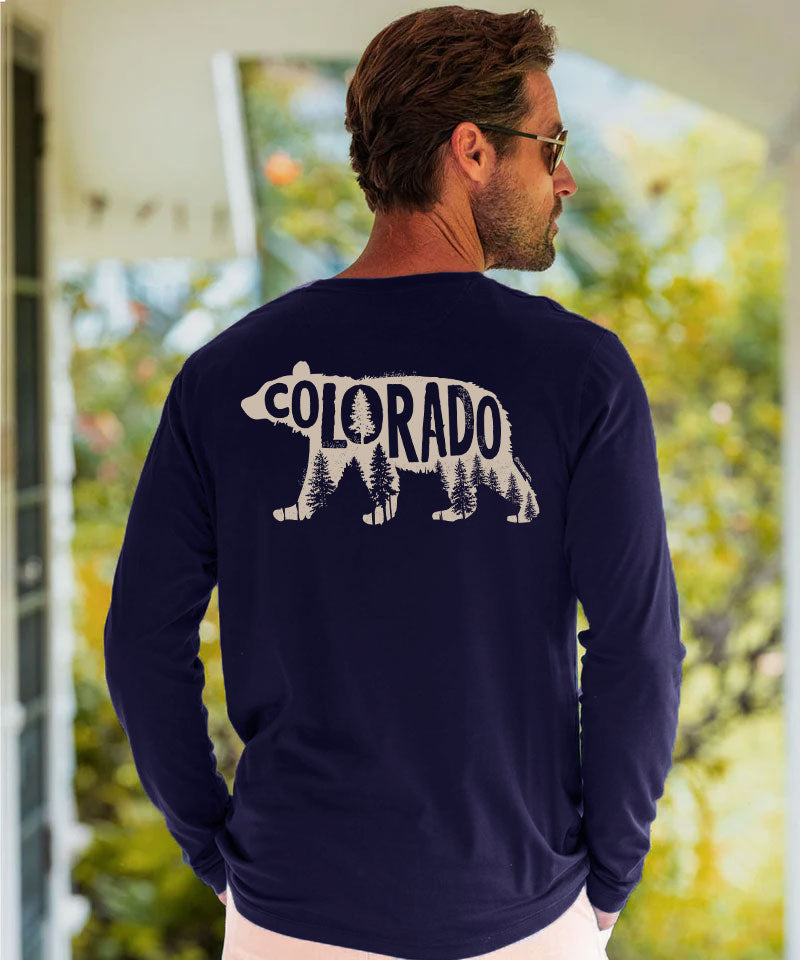 Forest Bear - Indigo Long Sleeve Pima T-Shirt
