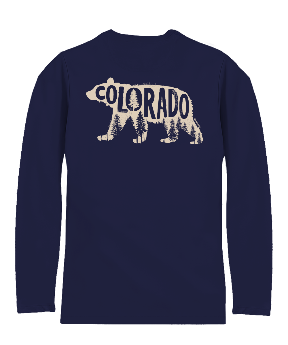 Forest Bear - Indigo Long Sleeve Pima T-Shirt