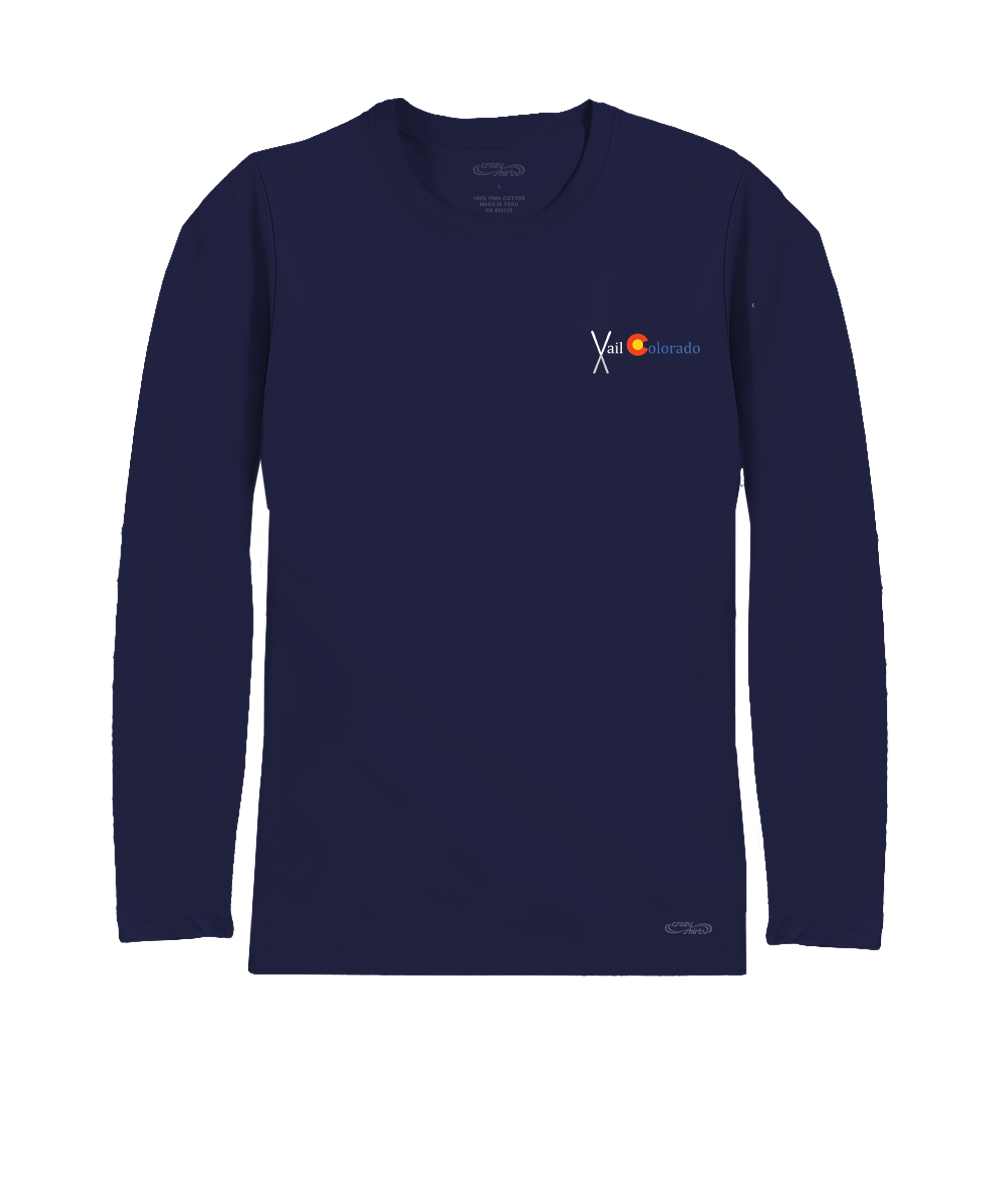 Crossed Skis - Indigo Long Sleeve Pima T-Shirt