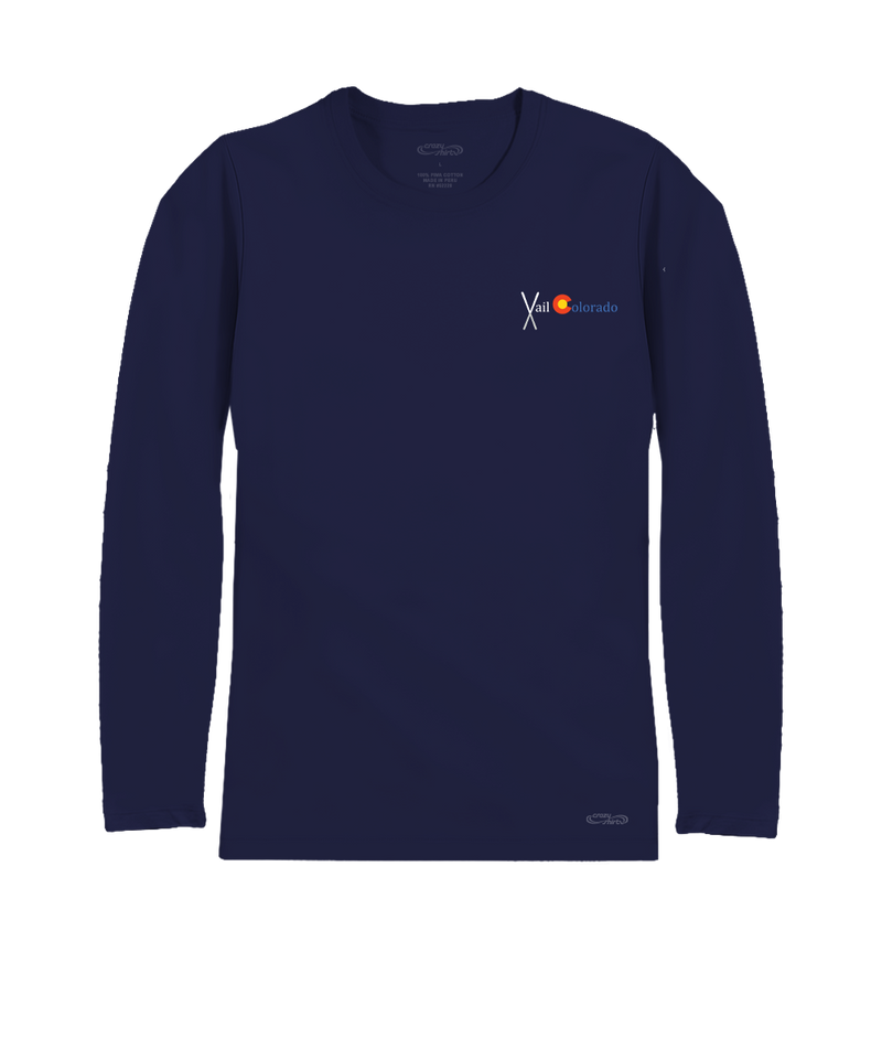 Crossed Skis - Indigo Long Sleeve Pima T-Shirt