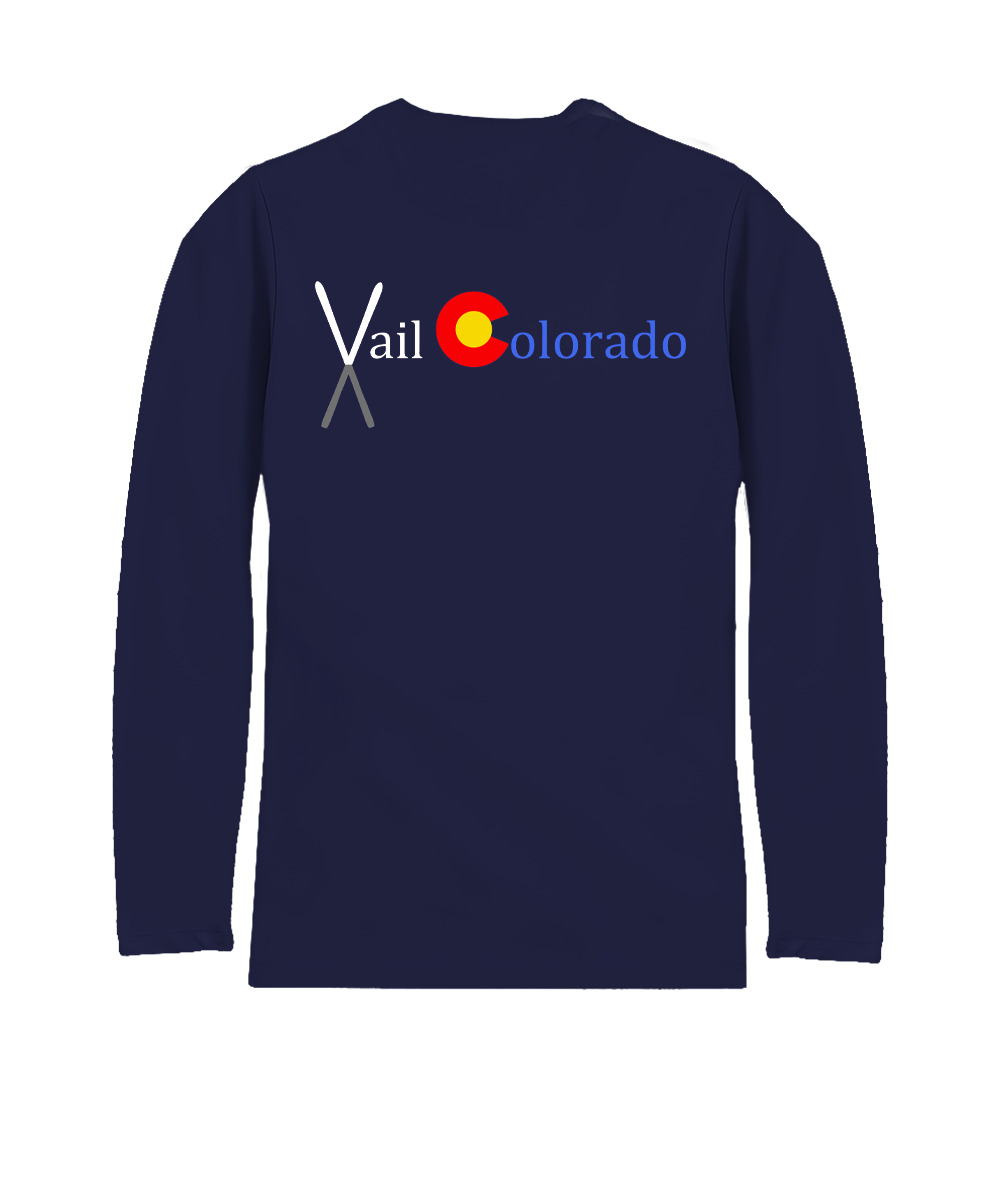 Crossed Skis - Indigo Long Sleeve Pima T-Shirt