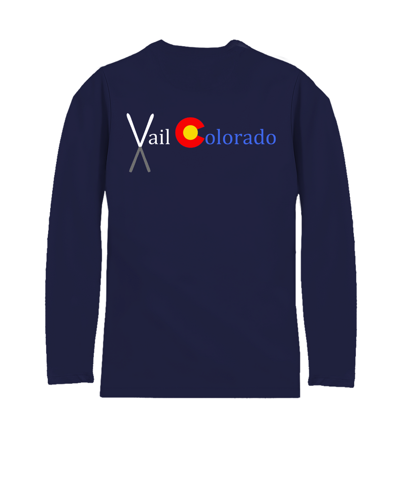 Crossed Skis - Indigo Long Sleeve Pima T-Shirt