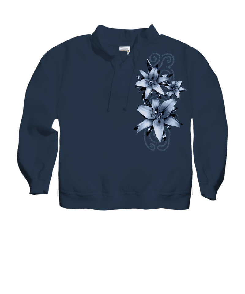Lilies - Navy Long Sleeve Lightweight Pullover