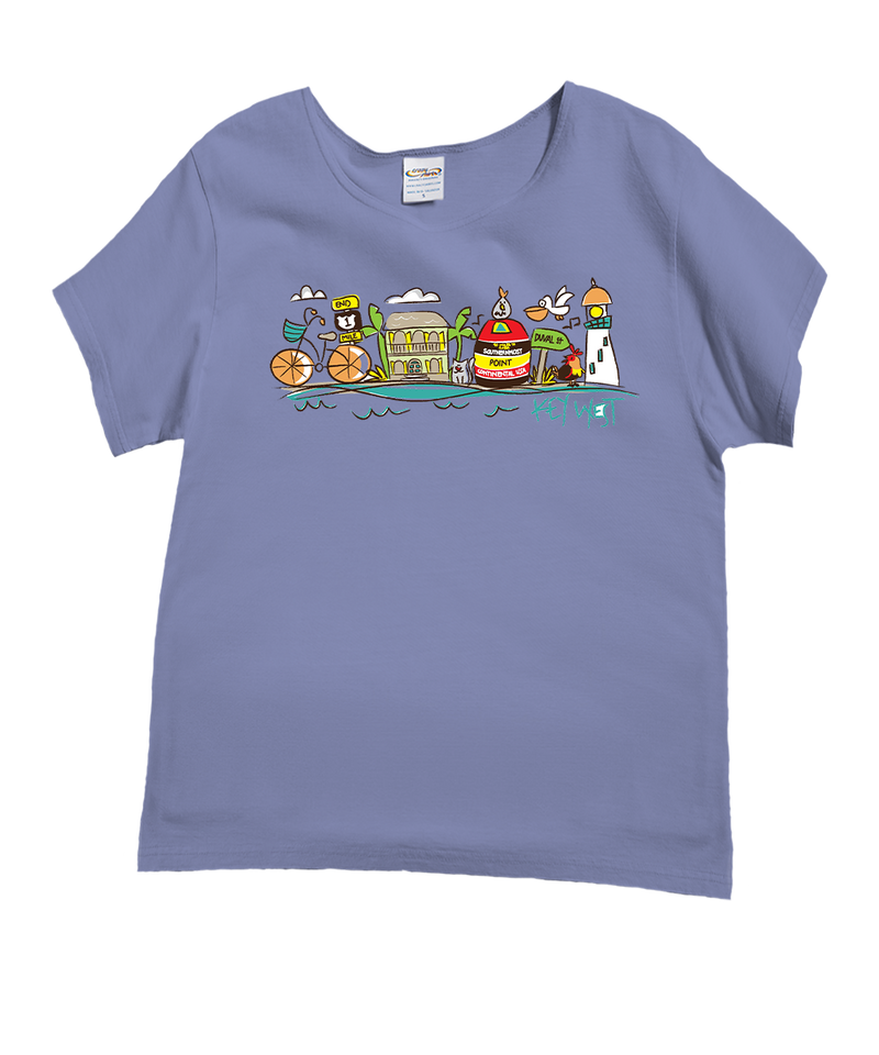 Key West Fun - Lavender Dyed Short Sleeve Scoop Neck T-Shirt