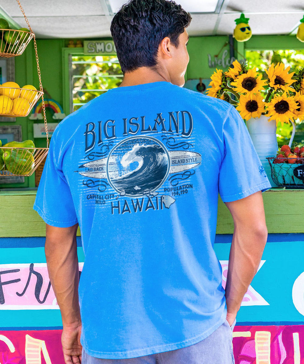Big Island Best - Blue Hawaii Dyed Short Sleeve Crewneck T-Shirt