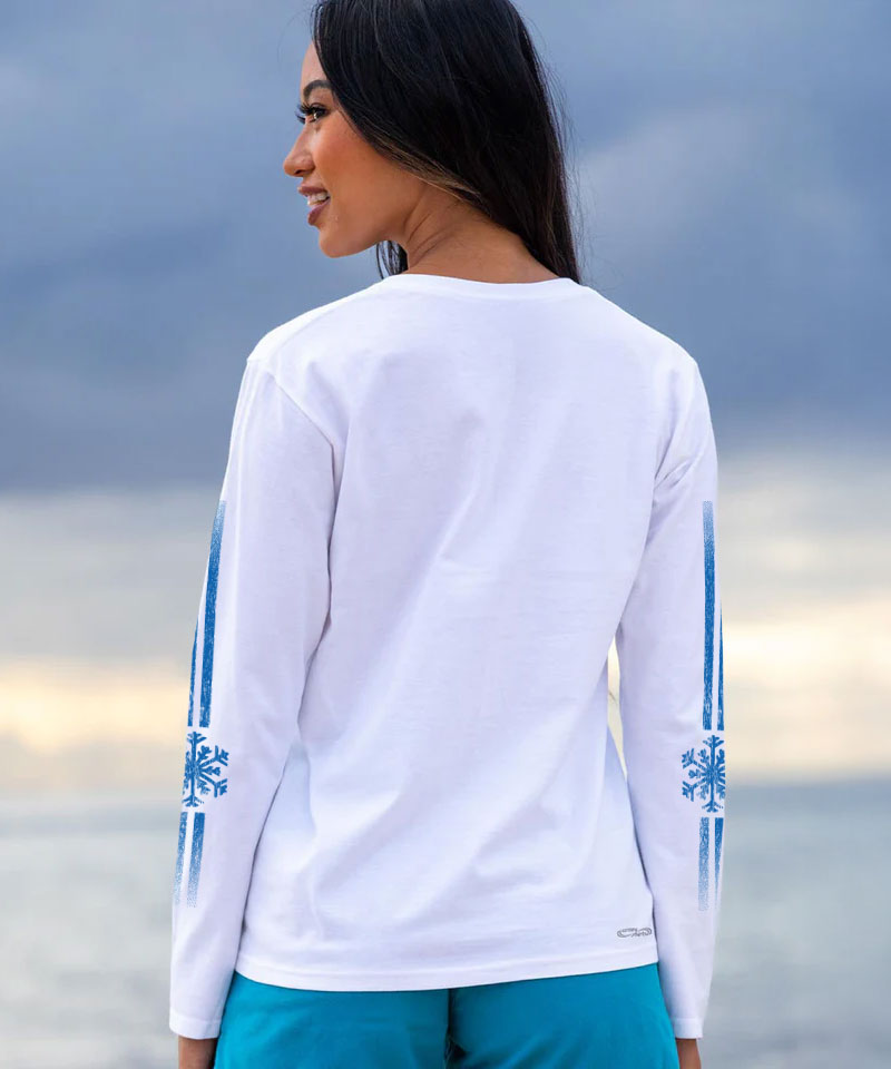 Snow Round - White Long Sleeve Crewneck T-Shirt