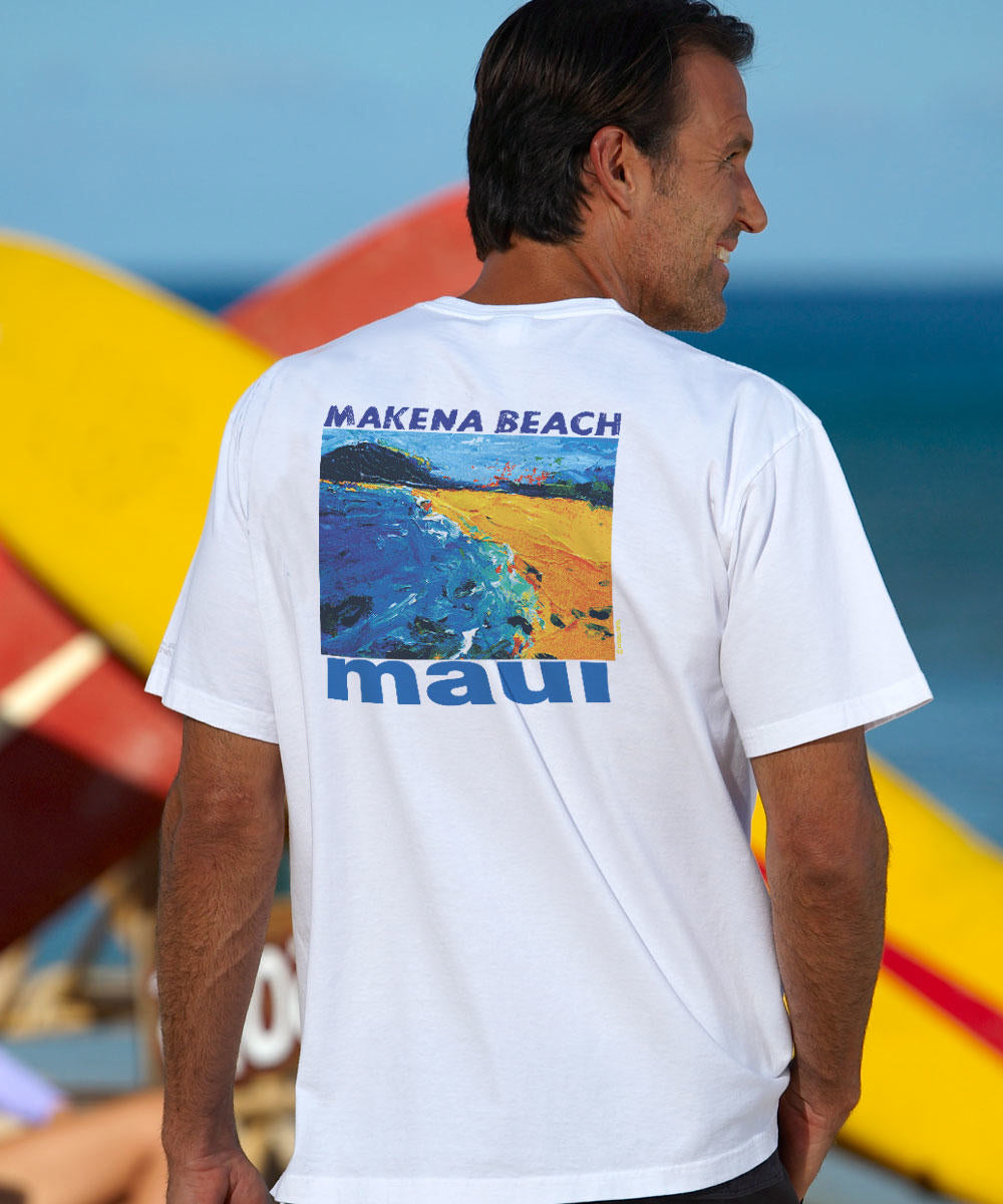Makena Beach - White Short Sleeve Crewneck T-Shirt