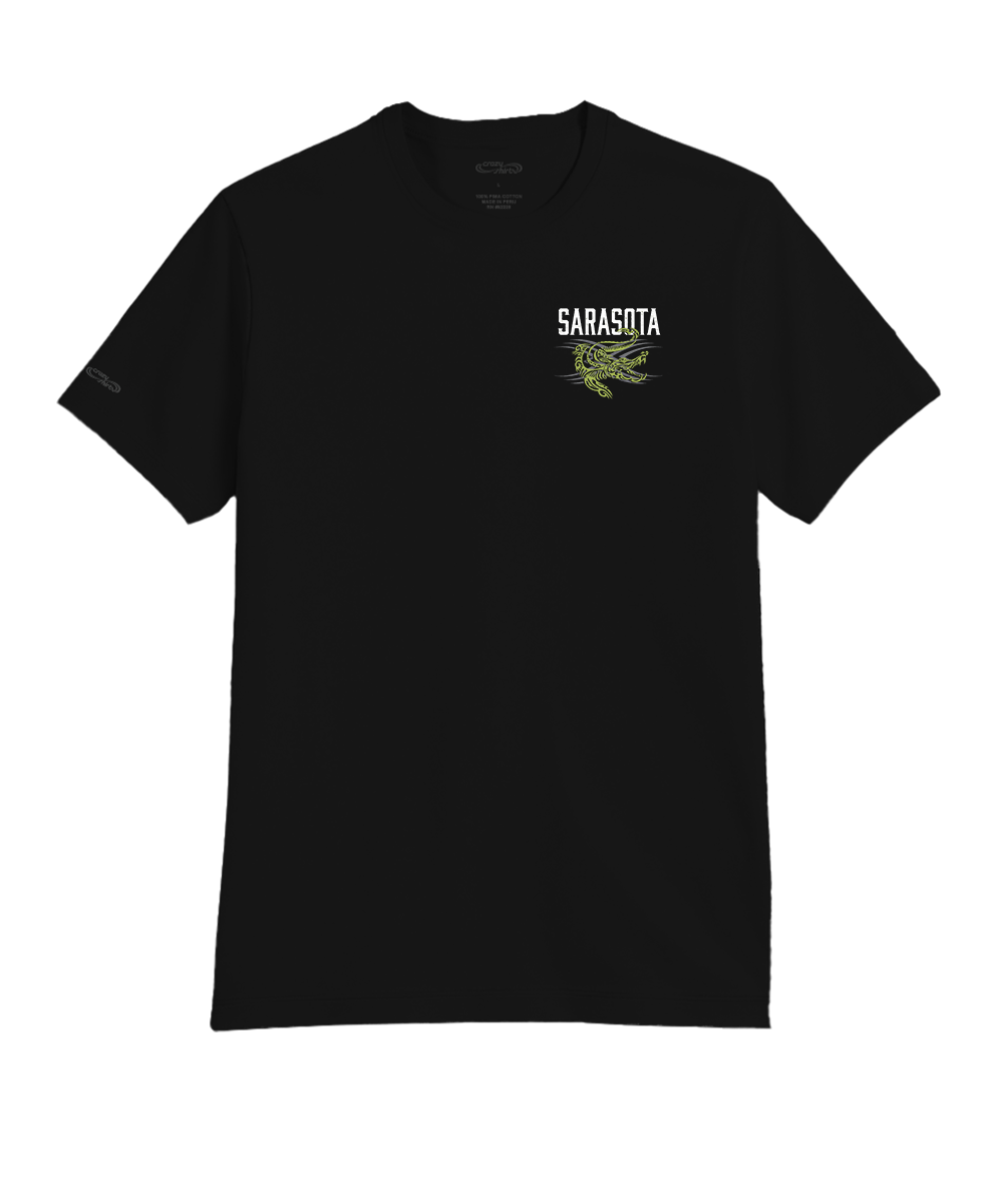 Tribal Gator - Jet Black Short Sleeve Pima T-Shirt