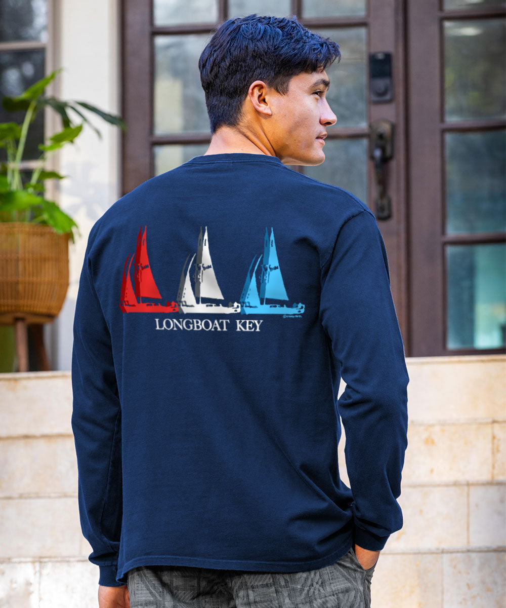 Sails Blu - Navy Long Sleeve Crewneck T-Shirt