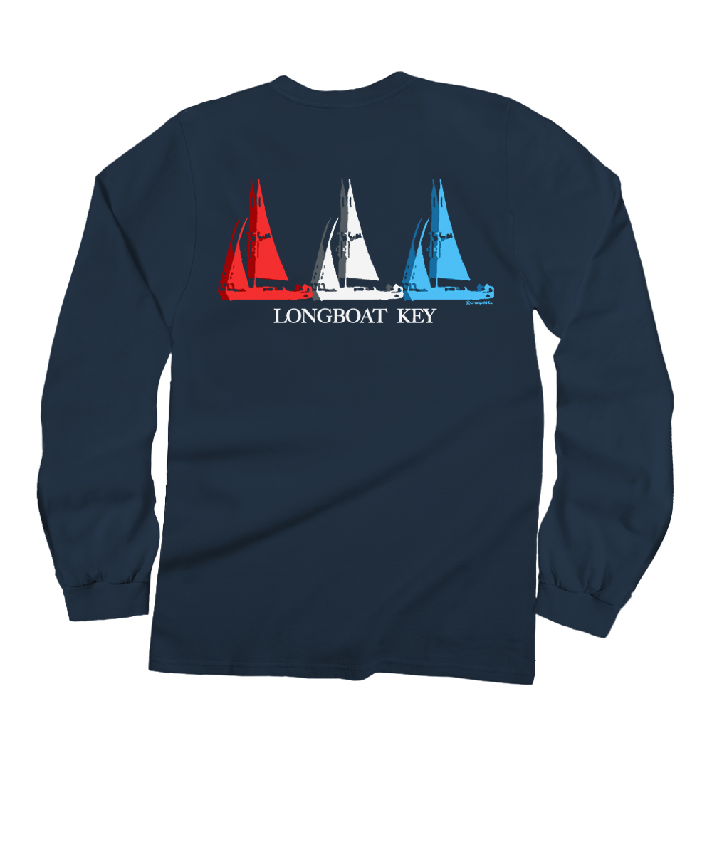 Sails Blu - Navy Long Sleeve Crewneck T-Shirt