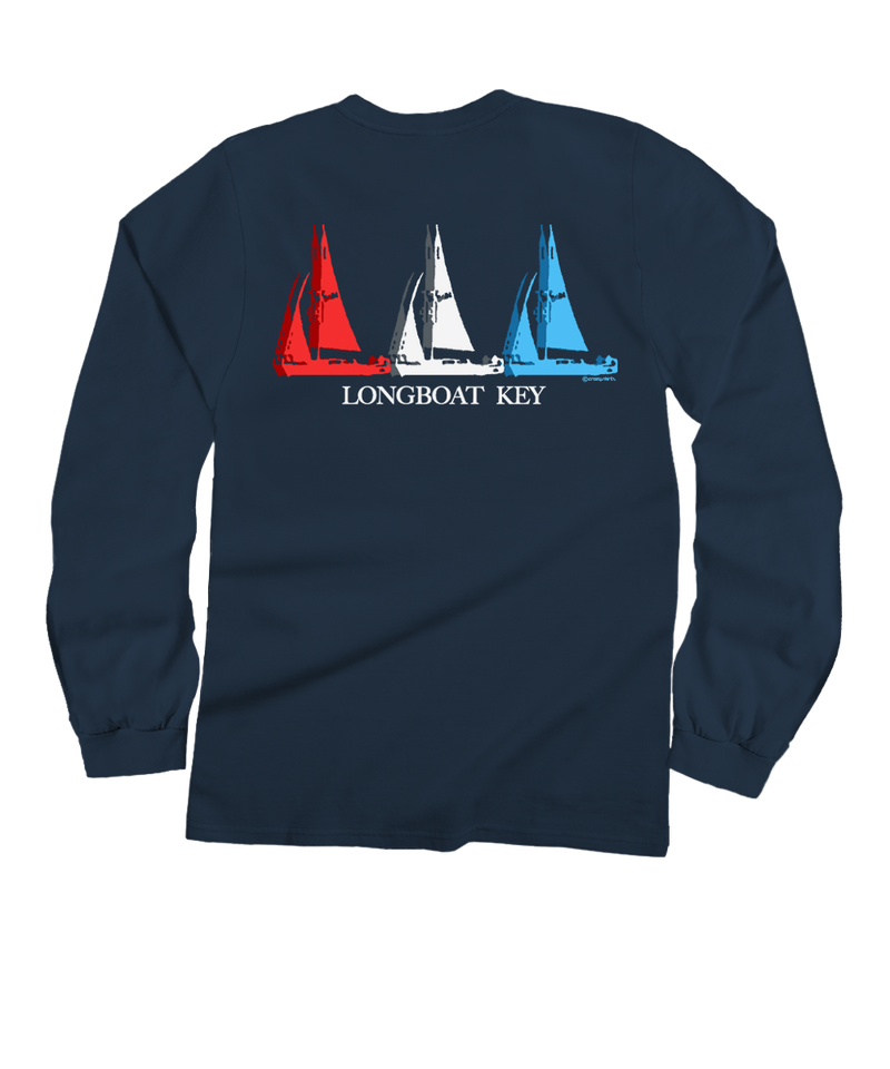 Sails Blu - Navy Long Sleeve Crewneck T-Shirt