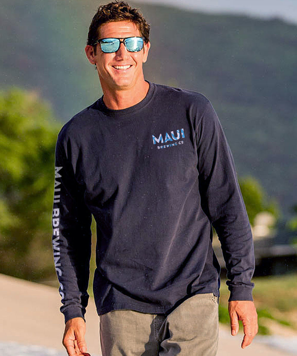 Maui Brewing Co New Big Swell - Navy Long Sleeve Crewneck T-Shirt