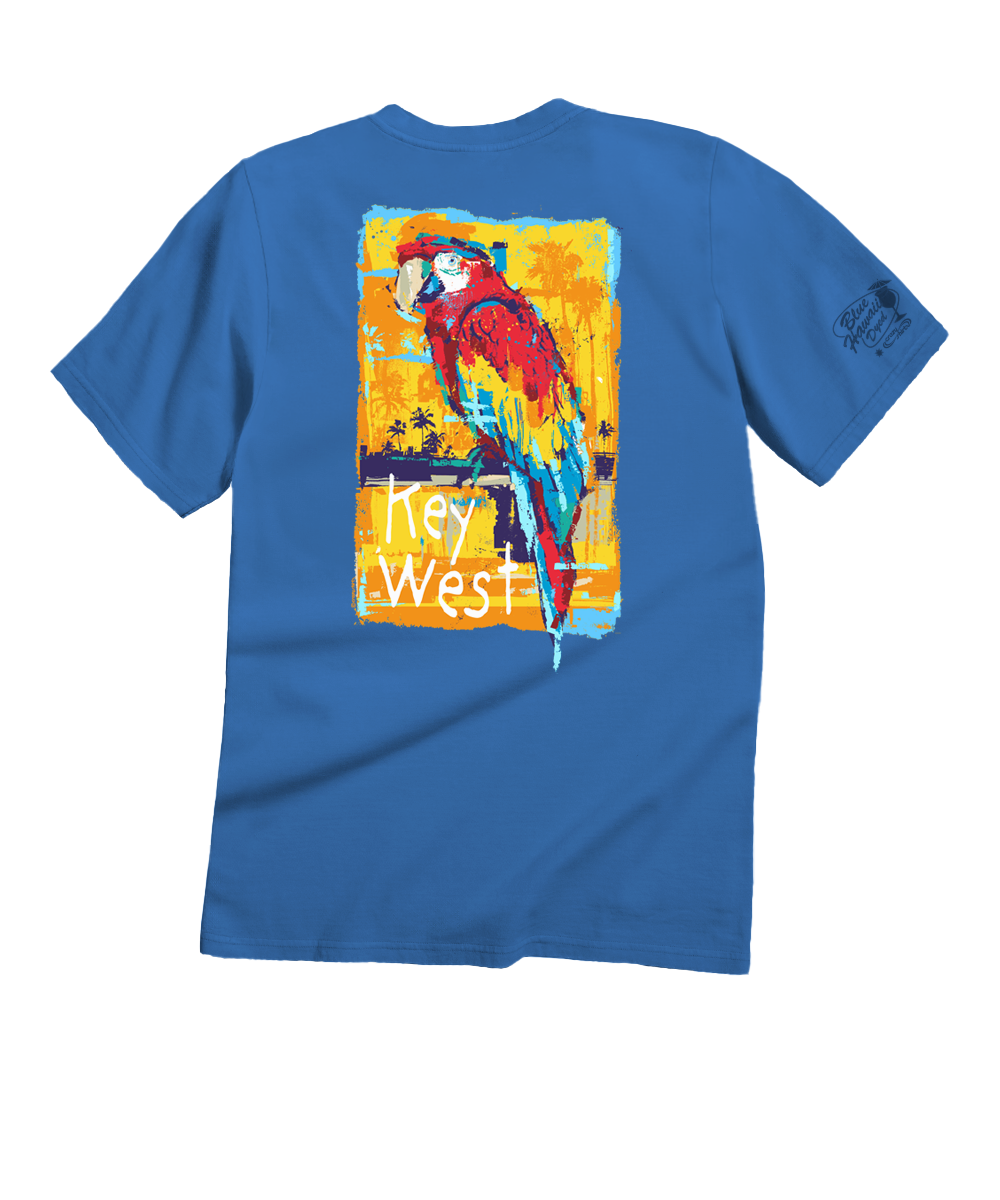 Painted Parrot - Blue Hawaii Dyed Short Sleeve Crewneck T-Shirt