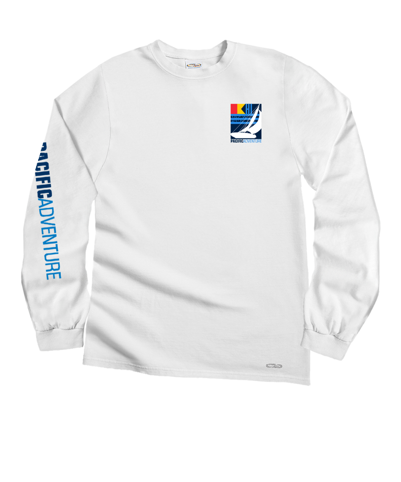 Pacific Adventure - White Long Sleeve Crewneck T-Shirt