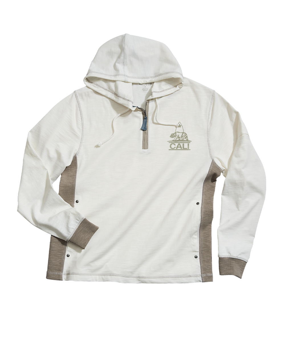 California Bear Mark - Natural/Gray Long Sleeve Longboard Hooded Tee