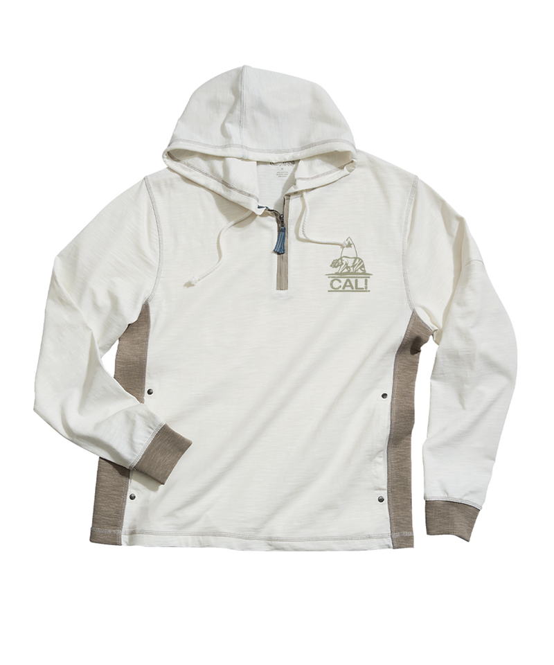 California Bear Mark - Natural/Gray Long Sleeve Longboard Hooded Tee