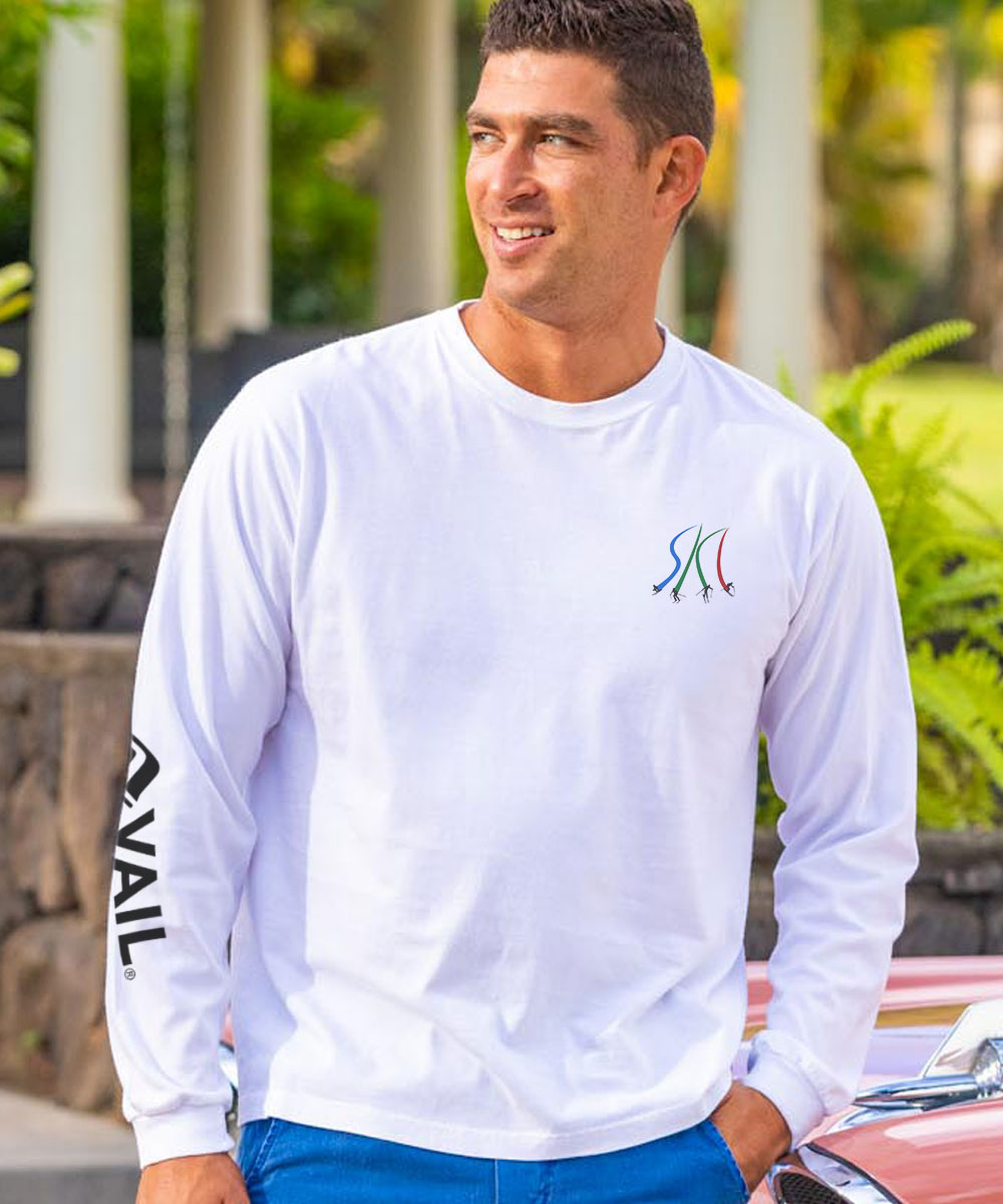 Vail Resort Ultimate Ski - White Long Sleeve Crewneck T-Shirt