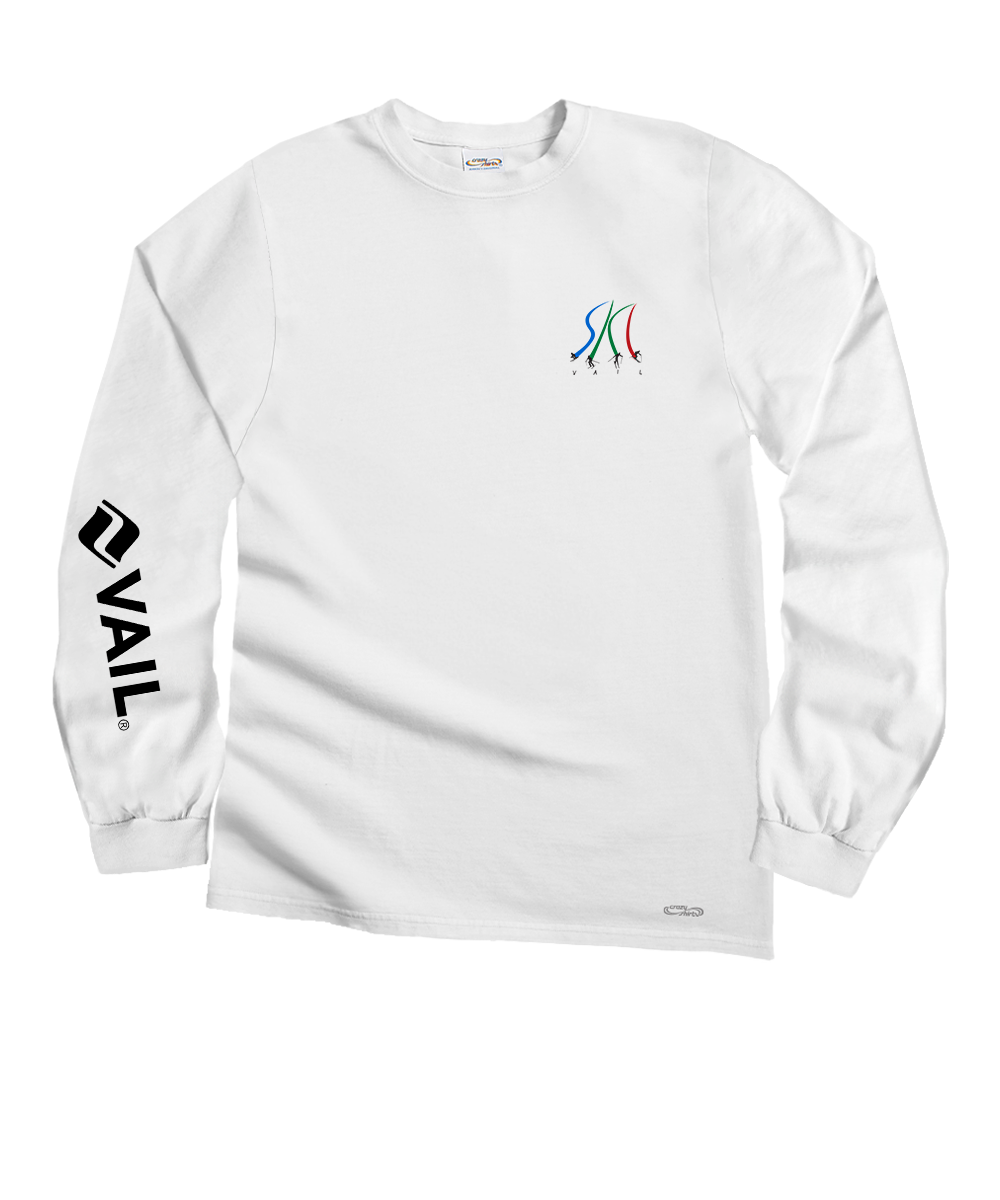 Vail Resort Ultimate Ski - White Long Sleeve Crewneck T-Shirt