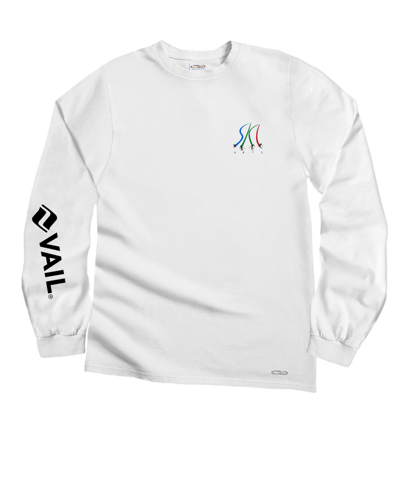 Vail Resort Ultimate Ski - White Long Sleeve Crewneck T-Shirt