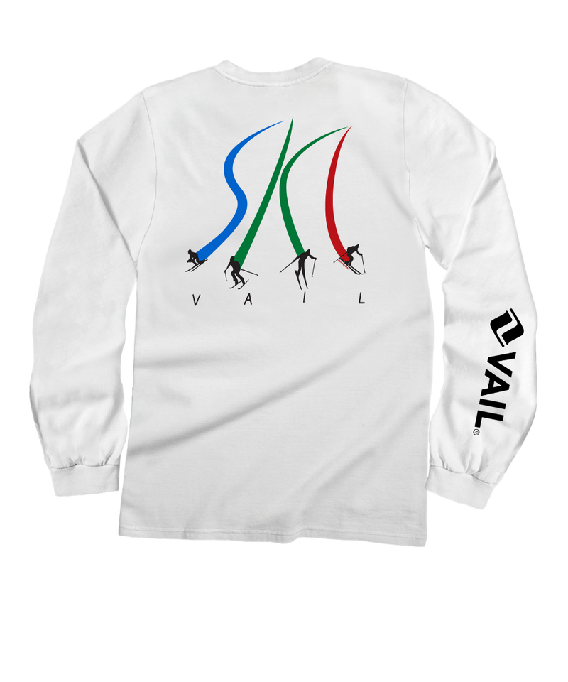 Vail Resort Ultimate Ski - White Long Sleeve Crewneck T-Shirt