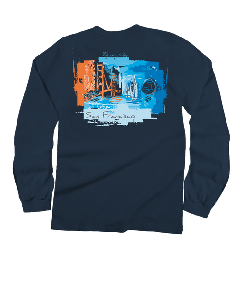 San Francisco Favs - Navy Long Sleeve Crewneck T-Shirt