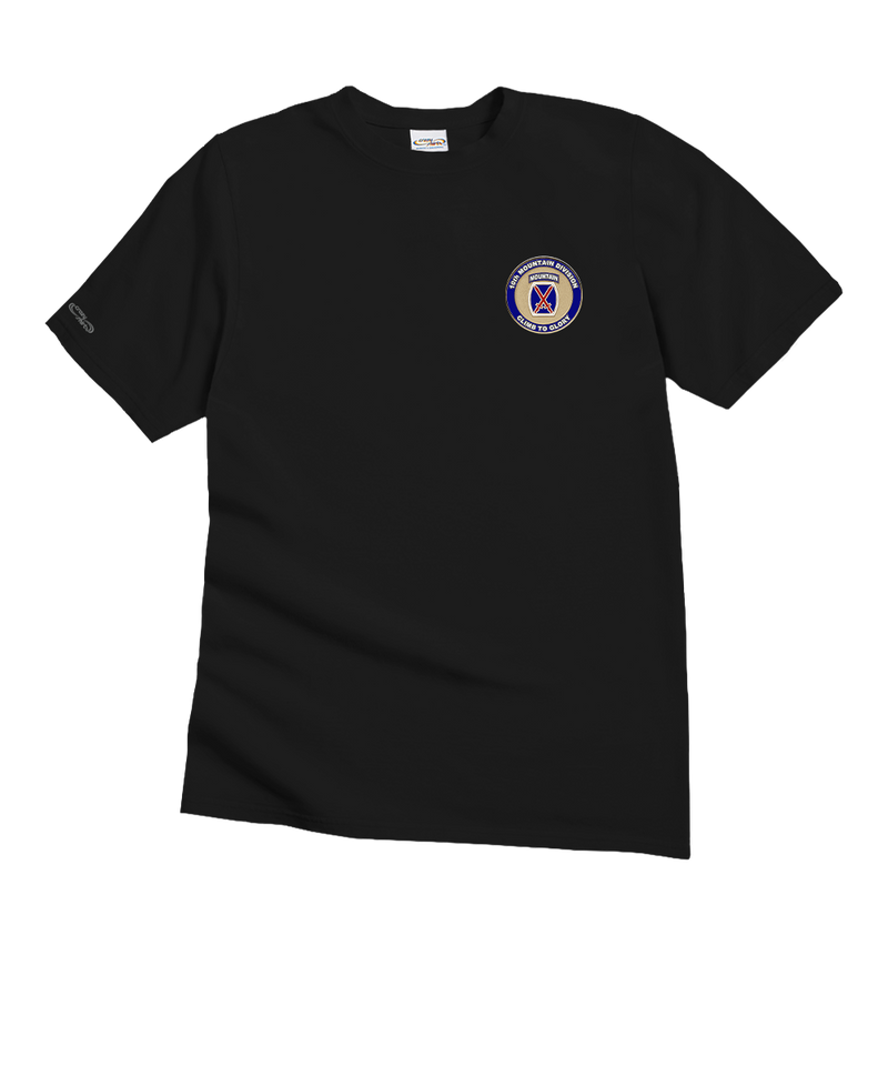 10Th Mountain Medallion - Black Short Sleeve Crewneck T-Shirt