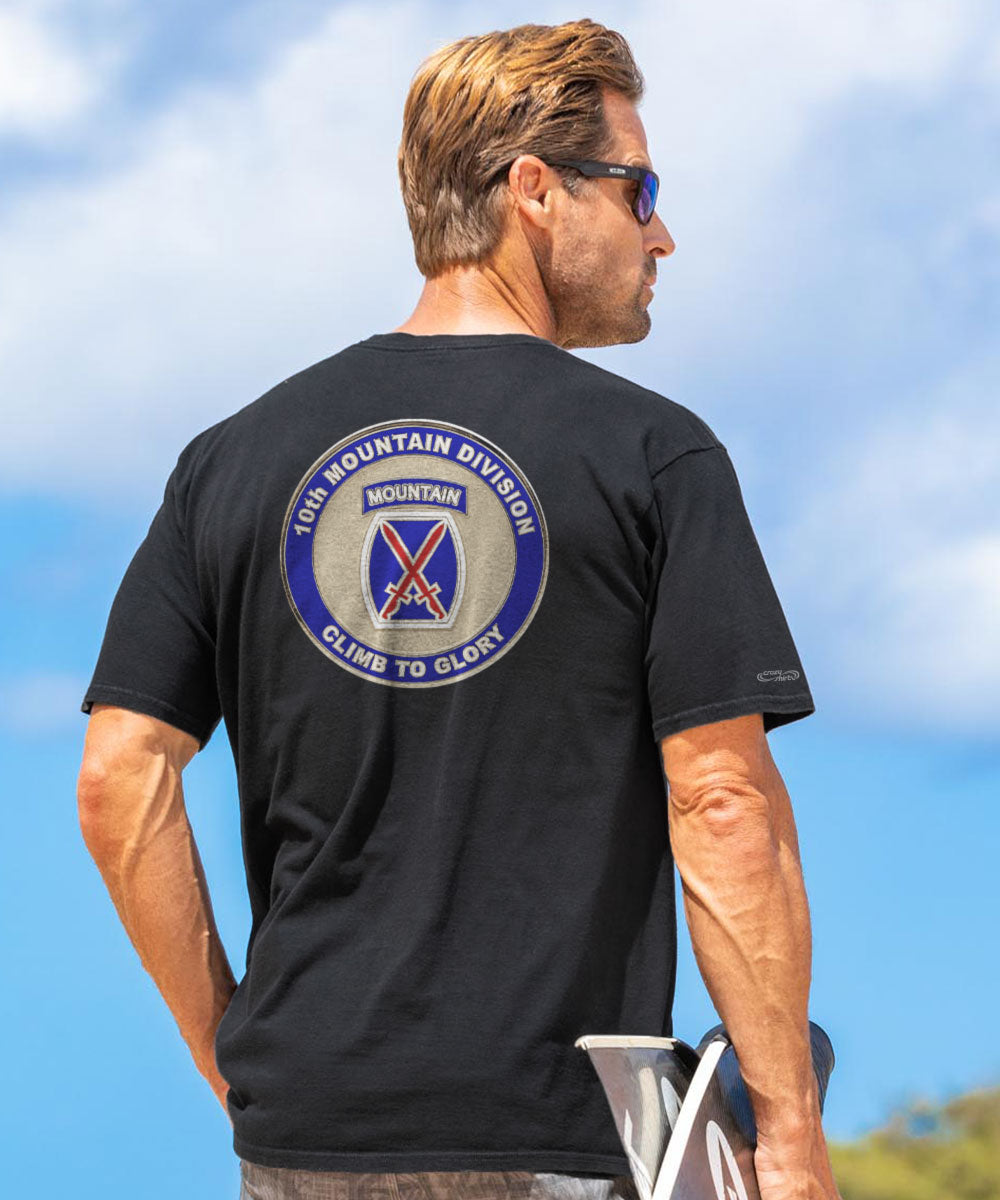 10Th Mountain Medallion - Black Short Sleeve Crewneck T-Shirt