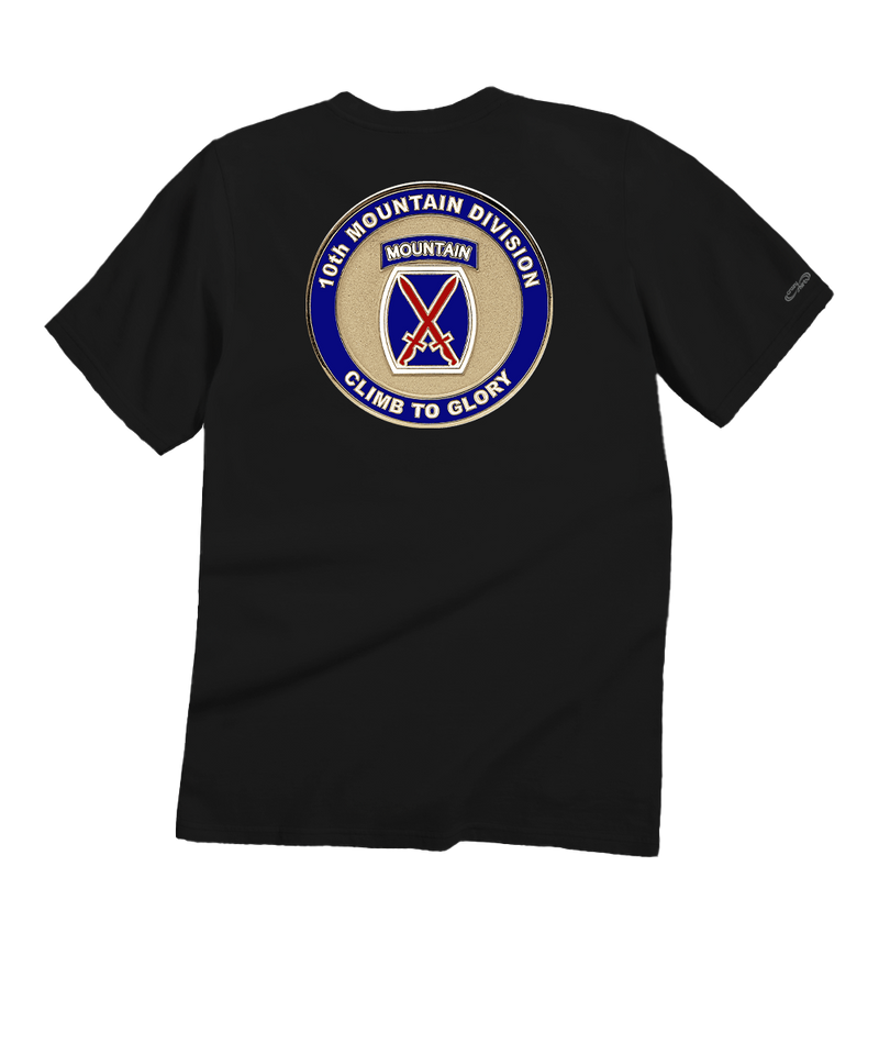 10Th Mountain Medallion - Black Short Sleeve Crewneck T-Shirt