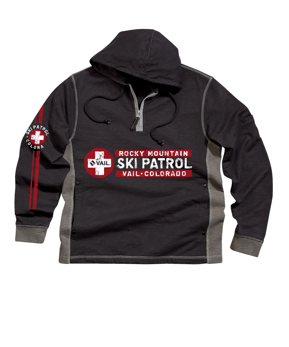 Vail Resort Search And Rescue - Black/Charcoal Long Sleeve Longboard Hooded Tee