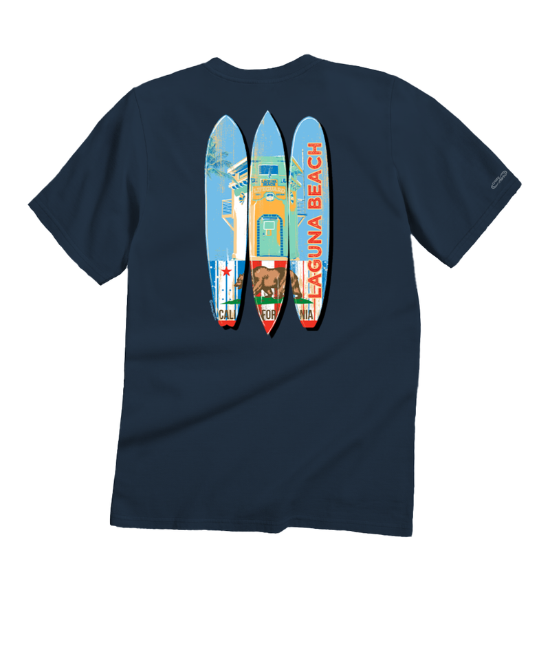 Laguna Beach Lifeguard Surf - Navy Short Sleeve Crewneck T-Shirt