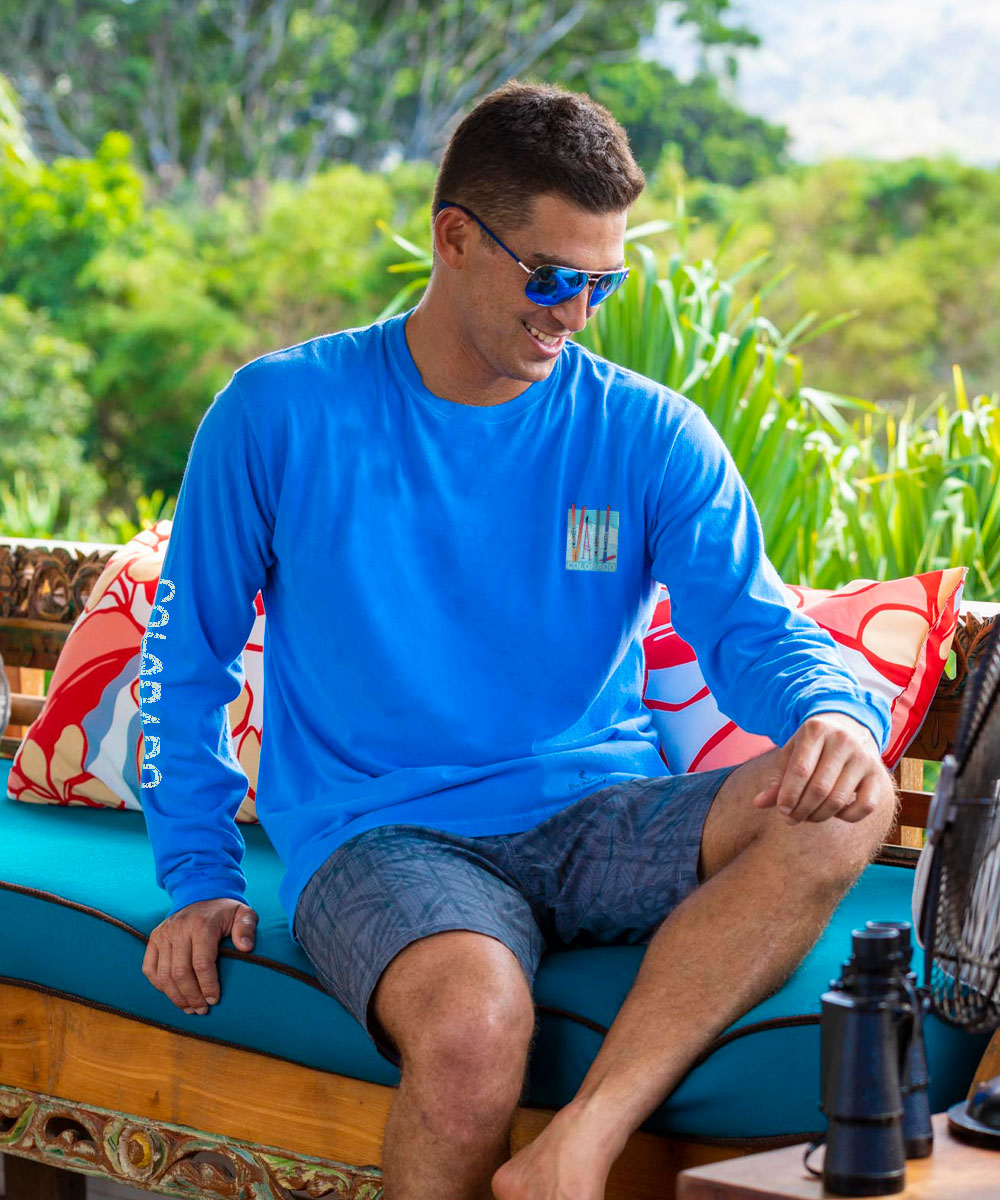 Vail Skis - Blue Hawaii Dyed Long Sleeve Crewneck T-Shirt