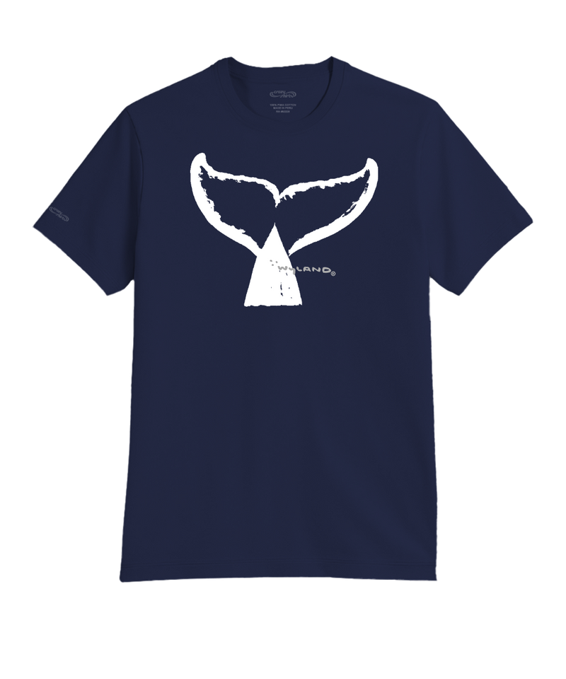 Wyland® Whale Tail Brush - Indigo Short Sleeve Pima T-Shirt