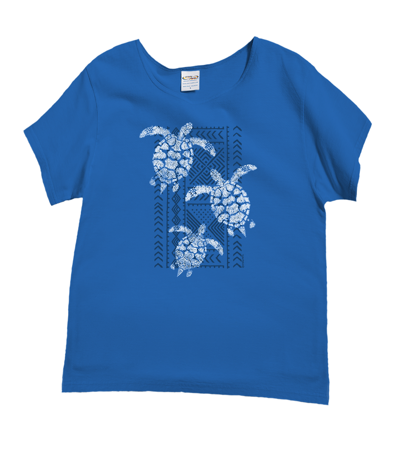 Honu Trio - Blue Hawaii Dyed Short Sleeve Scoop Neck T-Shirt