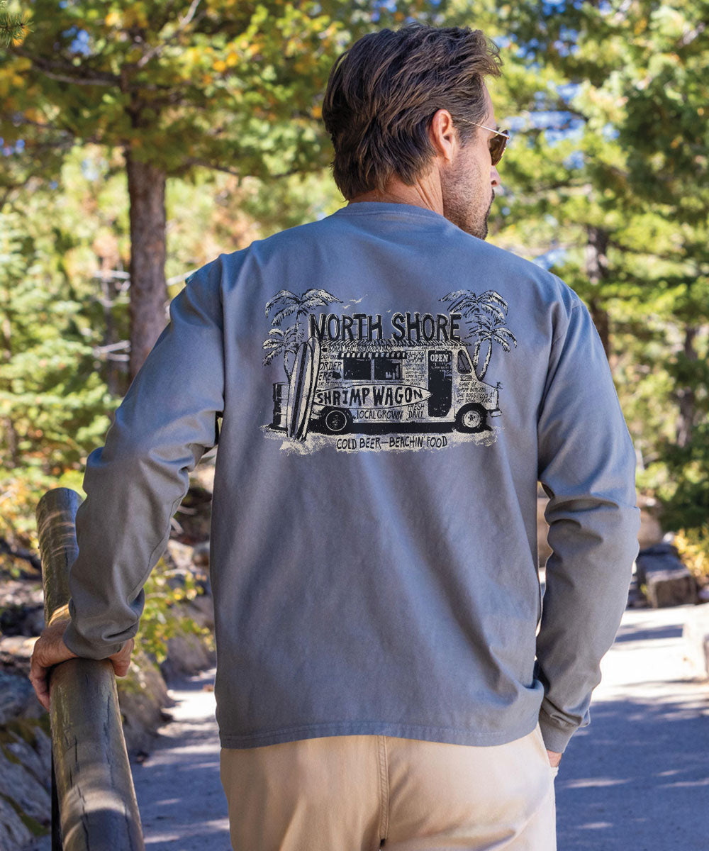 Shrimp Wagon - Crater Dyed® Long Sleeve Crewneck T-Shirt